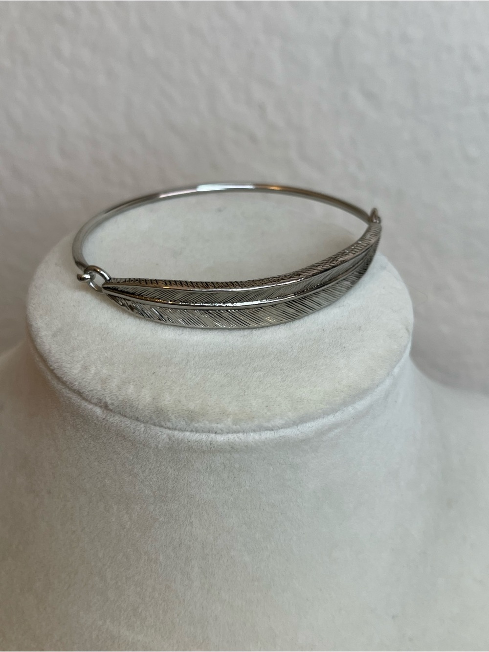 Lia Sophia Silver-Tone Feather Bangle Cuff Bracelet